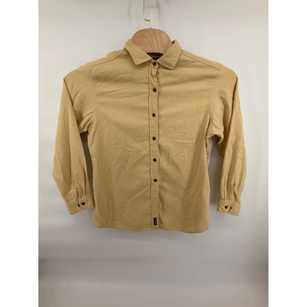 Woolrich Women's Tan 100% Cotton Long-Sleeve Button-Down Shirt Size Large